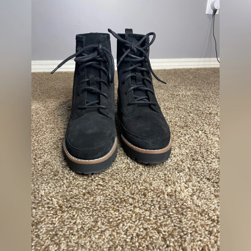 Suede Hush Puppy Black women’s lace up ankle boots in size 6 - Picture 8 of 8